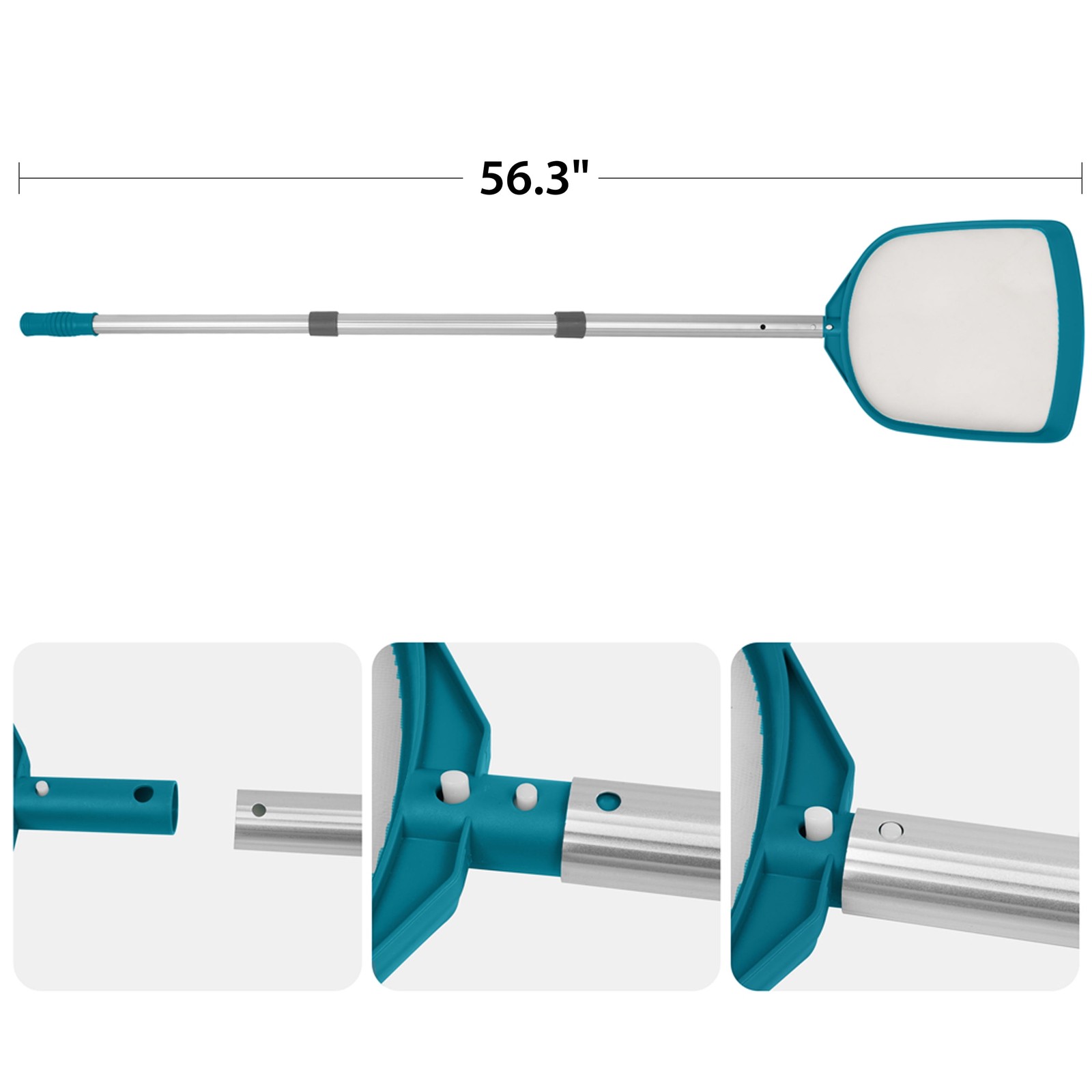 Teal & Gray Pool Skimmer Net with 42 inch Aluminum Pole