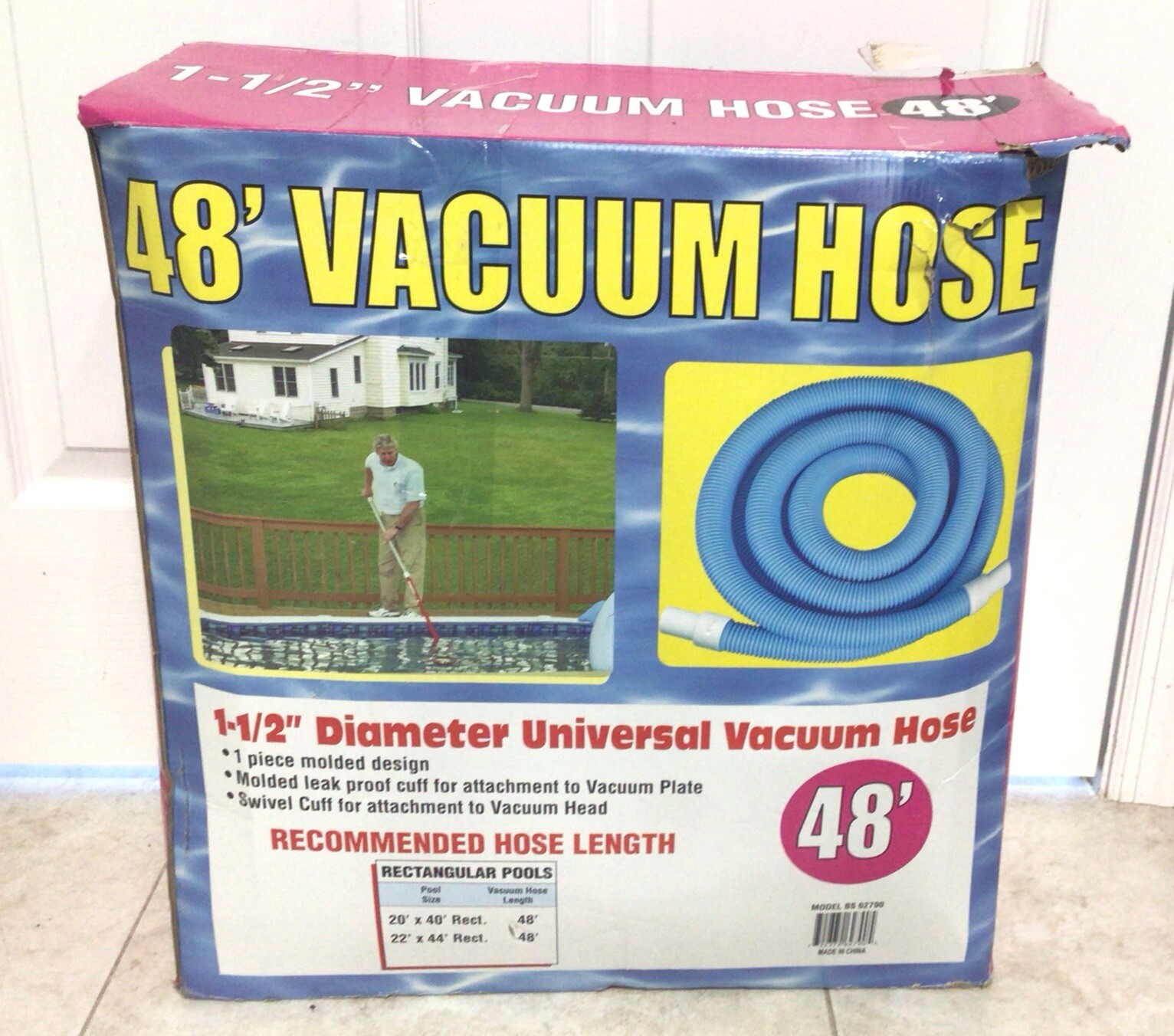 Swimming Pool 1.5” 48’ Vacuum Hose (One. Piece) NIB