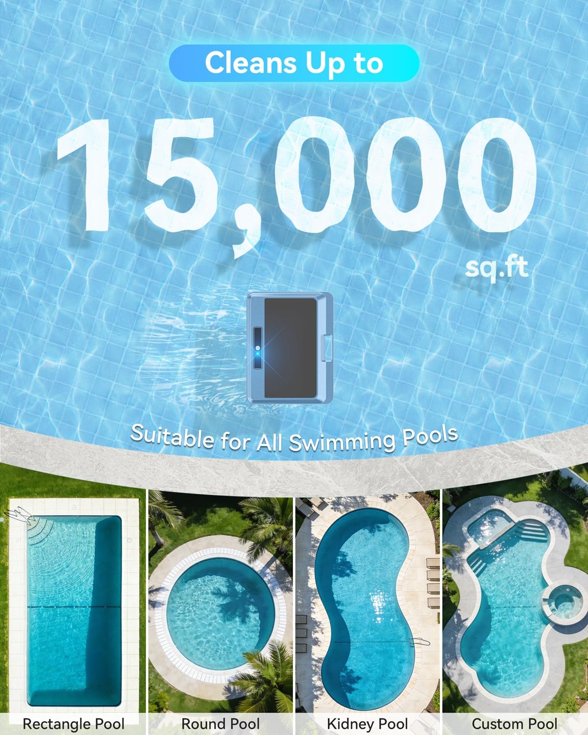 Poofata F1T Solar Powered Robotic Pool Skimmer Surface Cleaner with APP Suppo…