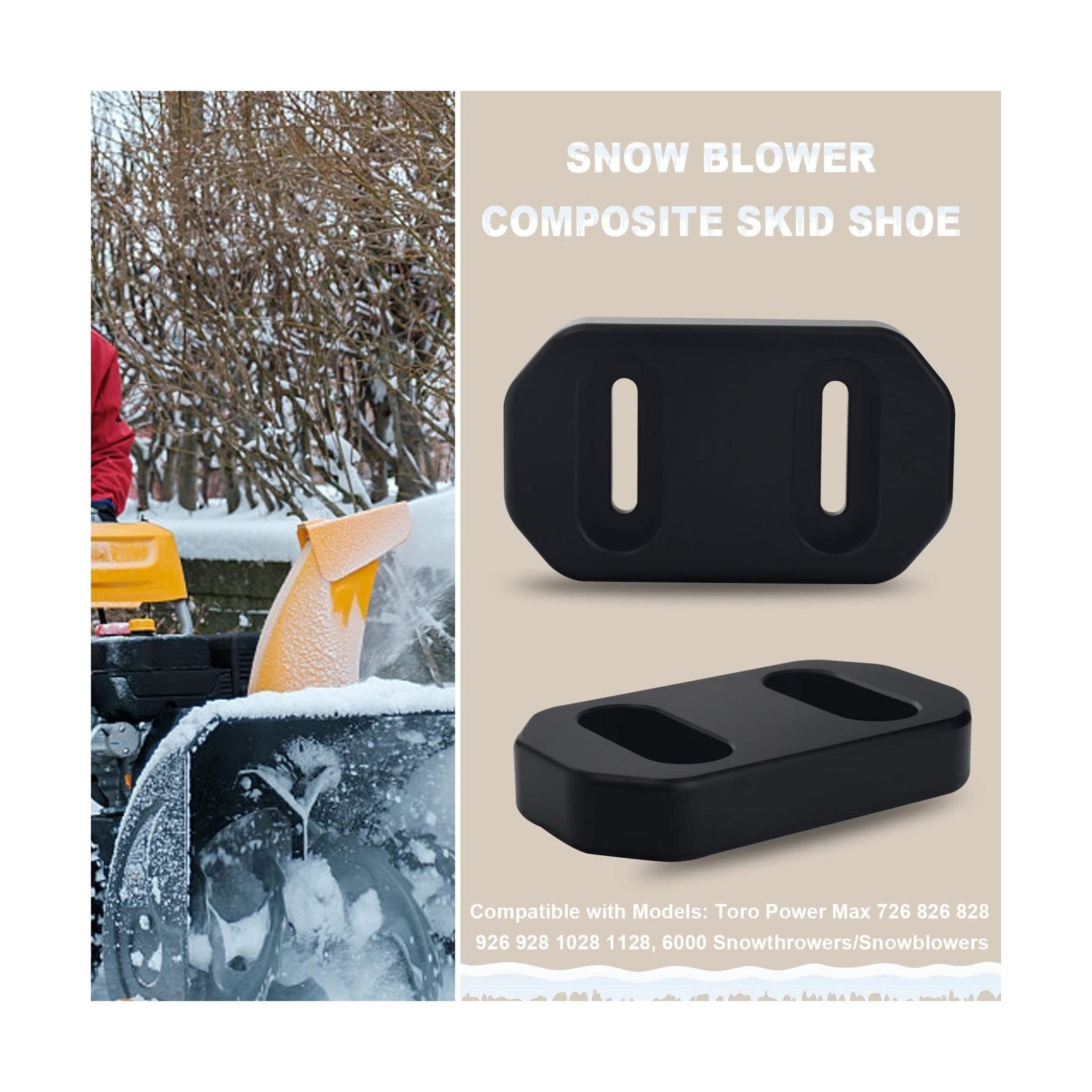 2 Pack 106-4588-01 Snowblower Composite Skid Shoe – Compatible with Toro 106-…