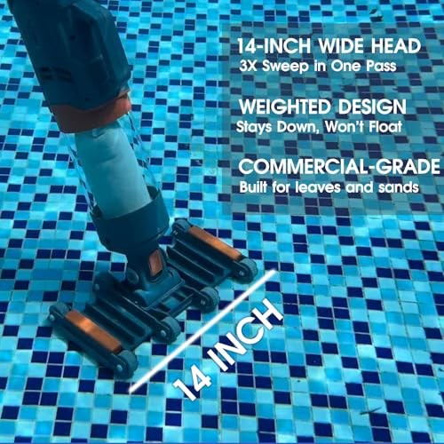Heavy Duty Handheld Pool Vacuum – 18.9GPM Powerful Suction, 25µm Ultra Orange