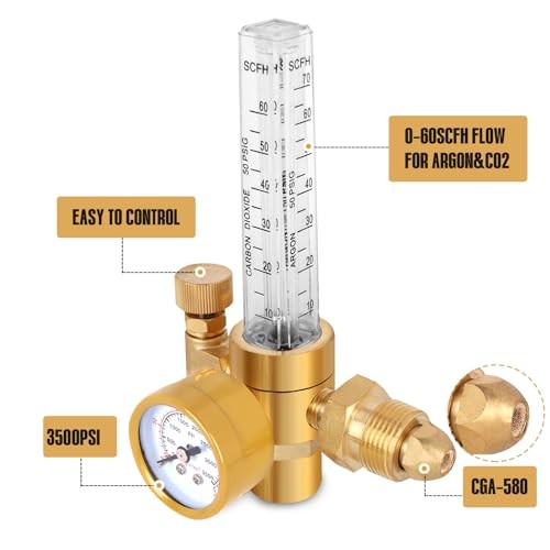 BO WELD Argon CO2 Regulator Flow Meter Gas Regulator Gas Regulator with Hose
