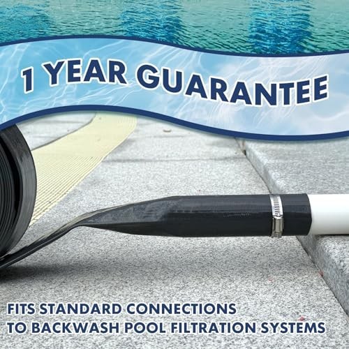 Heavy Duty 1.5&Prime; x 100&prime; Backwash Hose | Burst Resistant Lay Flat Discharge for Po