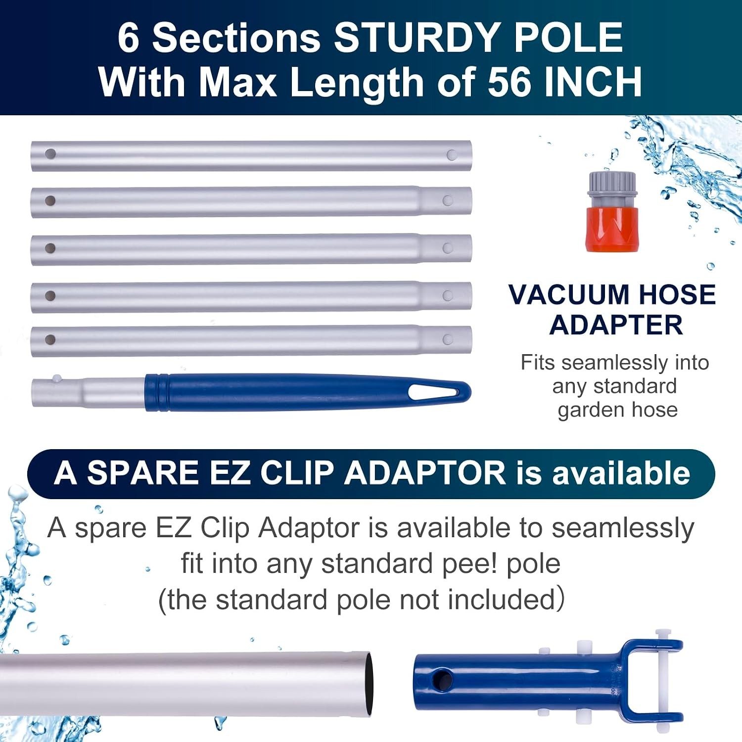 Manual Pool Vacuum for Above Ground Upgrade with Fine Mesh Bag& 56&Prime; Pole