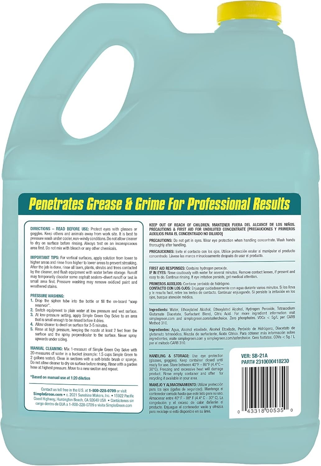 1 Gal. Oxy Solve Total Outdoor Cleaner – EPA Certified for Safe Use Outdoors