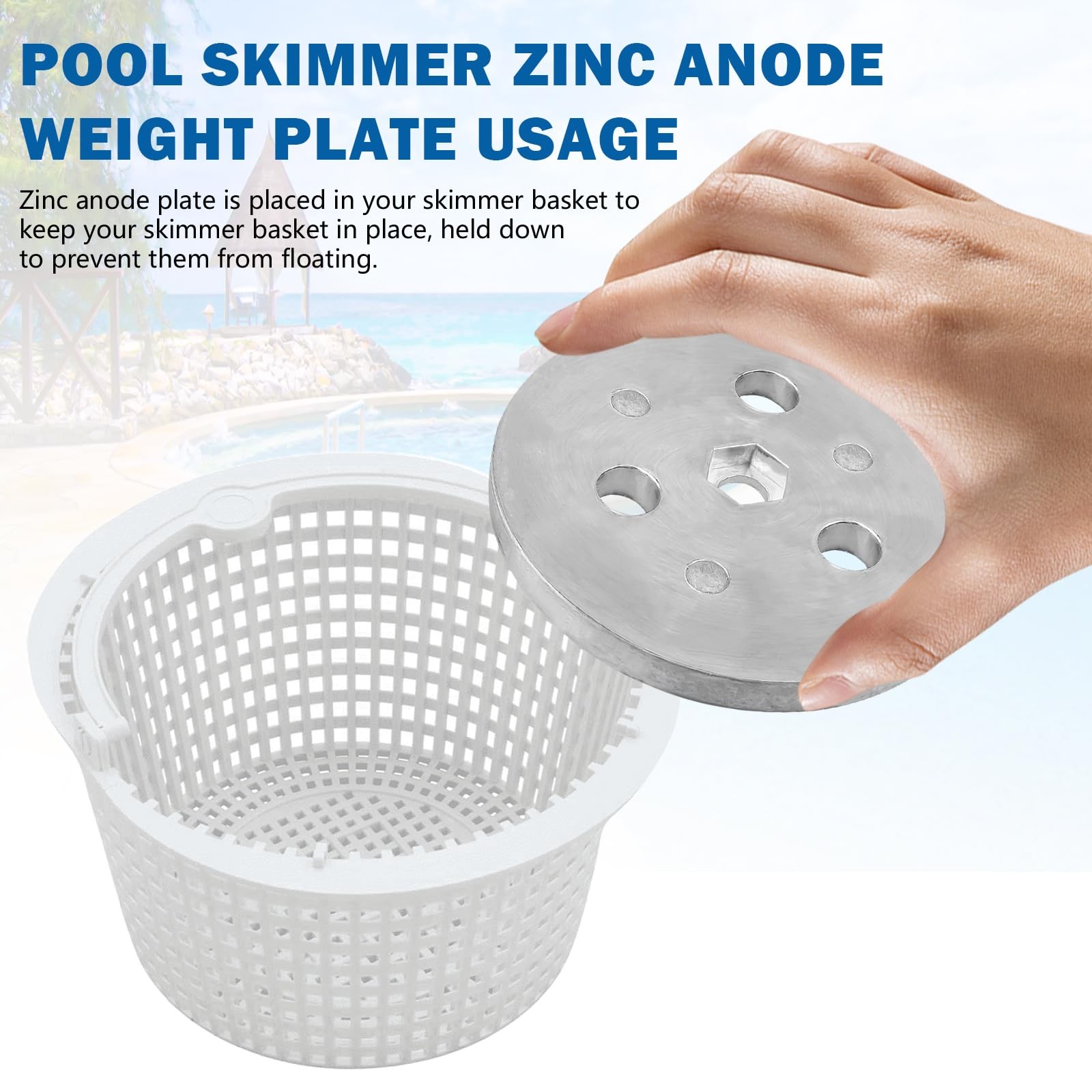 Pool Skimmer Zinc Anode Weight Plate Anti-Electrolysis Sacrificial Anode 2 Pcs