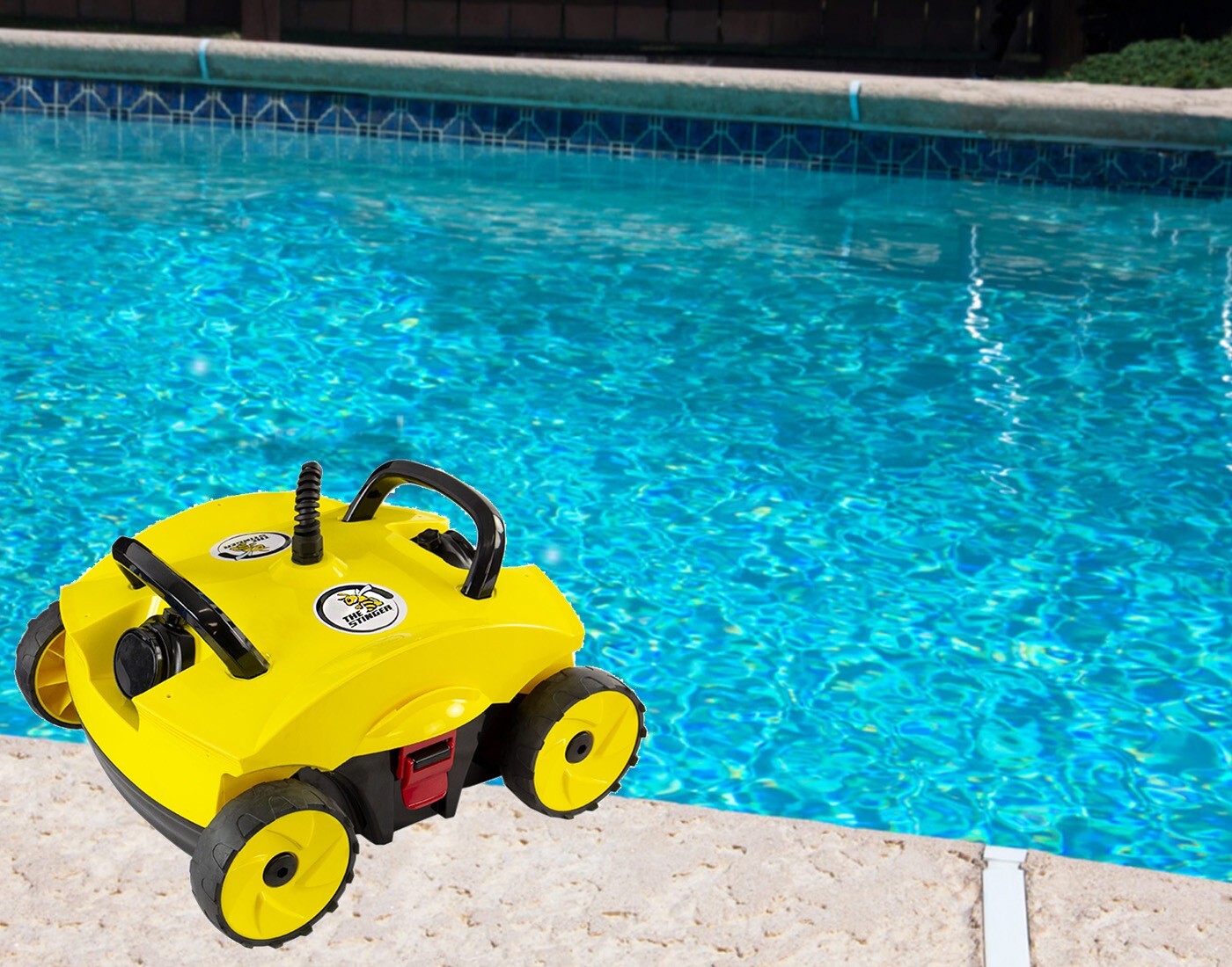 Above-Ground Stinger Robotic Swimming Pool Cleaner w/ Power Supply