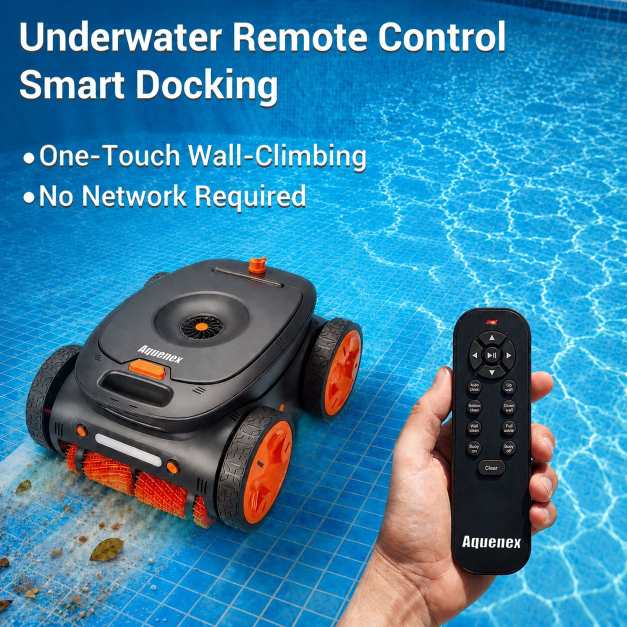 5460GPH Cordless Robotic Pool Cleaner, Dual Brush & Suction with Remote Control
