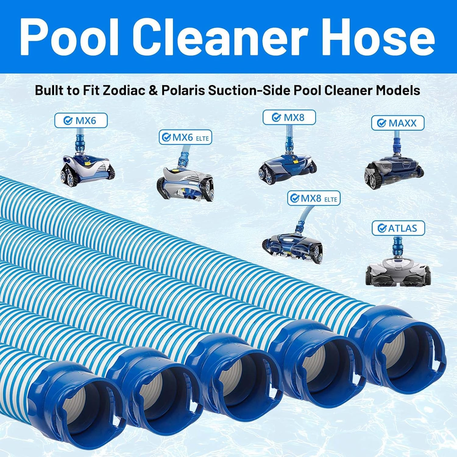 Pool Cleaner Hose Replacement, 39 Inch, 9 Pack | Compatible with Zodiac MX6, Com