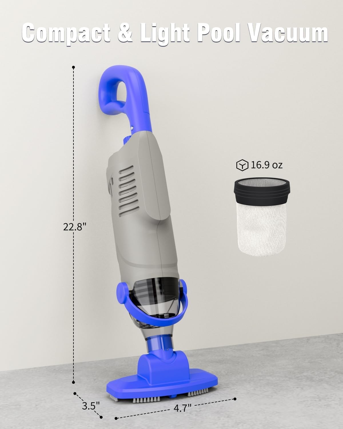 (2026 Upgrade) Little Shark Cordless Pool Vacuum, 60W Motor, 18 GPM Strong Sucti