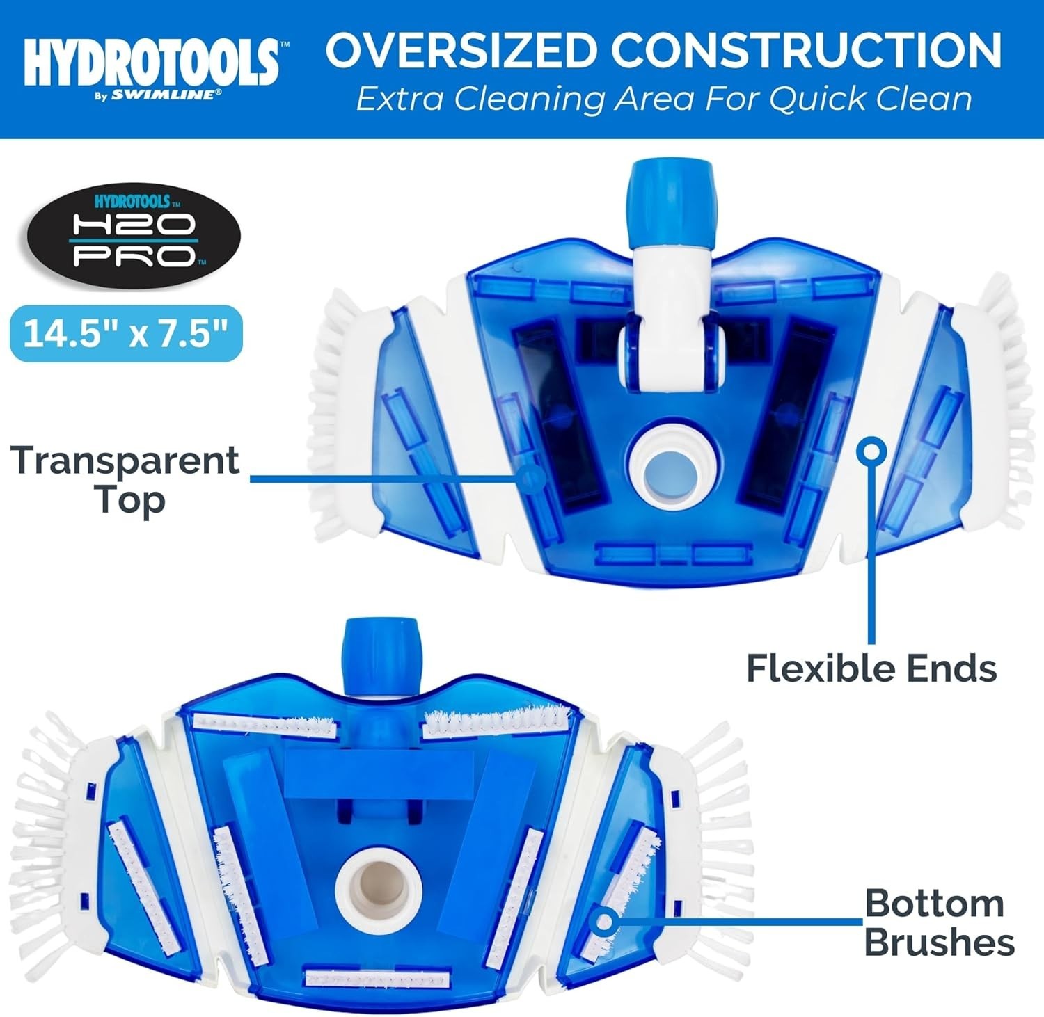Swimline Hydrotools Clear Pool Vacuum Head Butterfly Weighted Bristles
