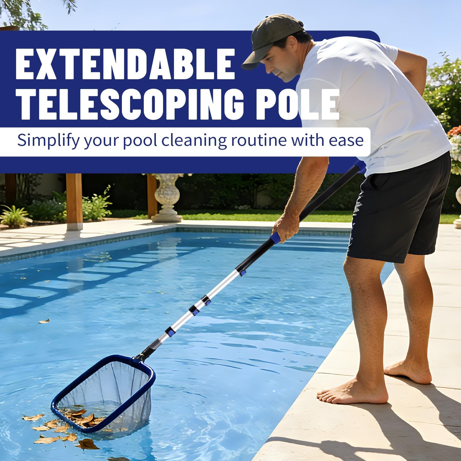 16 FT Aluminum Telescopic Pole for Pool Cleaning, Dusting & Painting