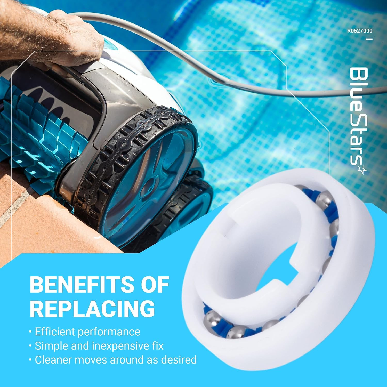 Ultra Durable 2-Pack MX8/MX6 Pool Cleaner Engine & Wheel Bearing R0527000 Replac
