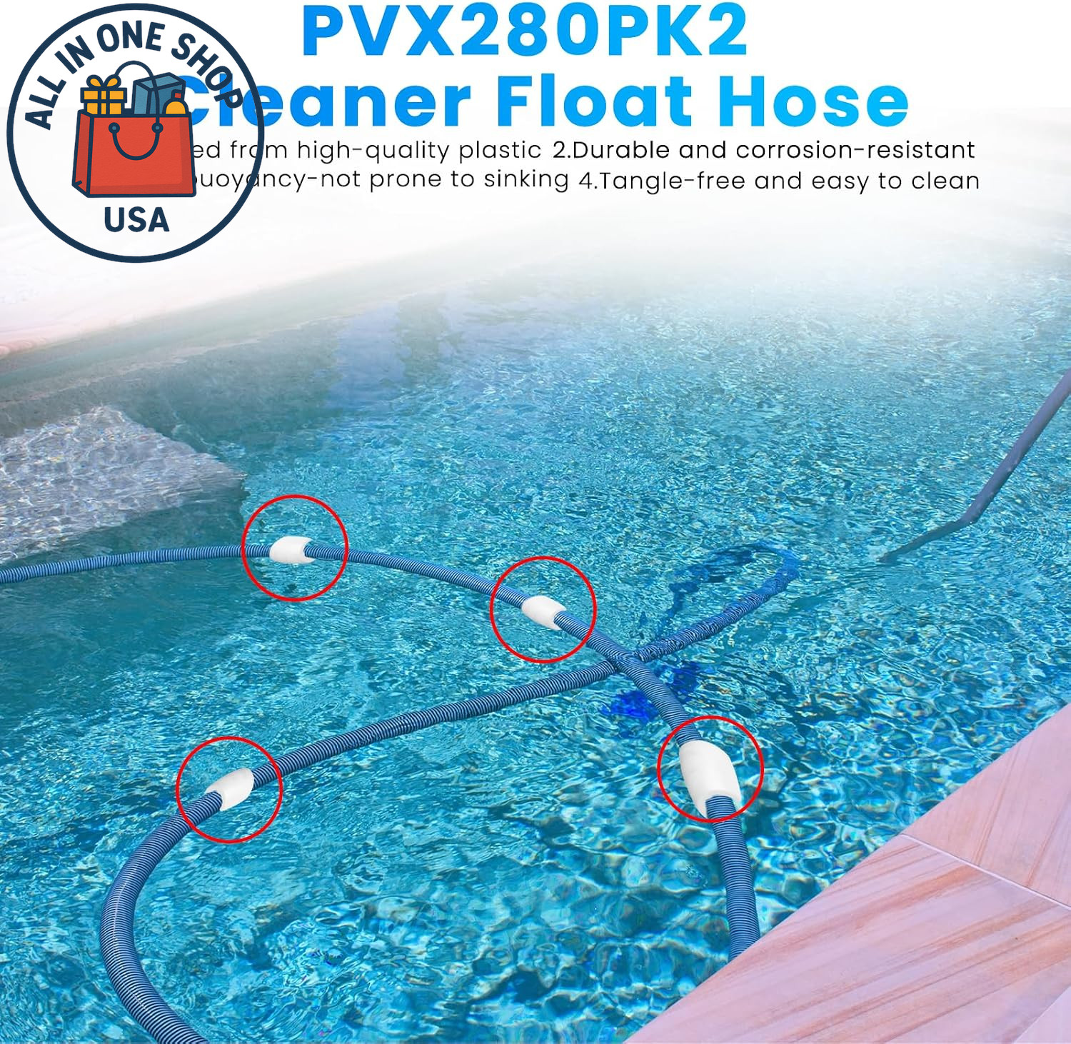 PVX280PK2 Pool Cleaner Hose Floats for Hayward Universal Cleaner, 4 Pcs
