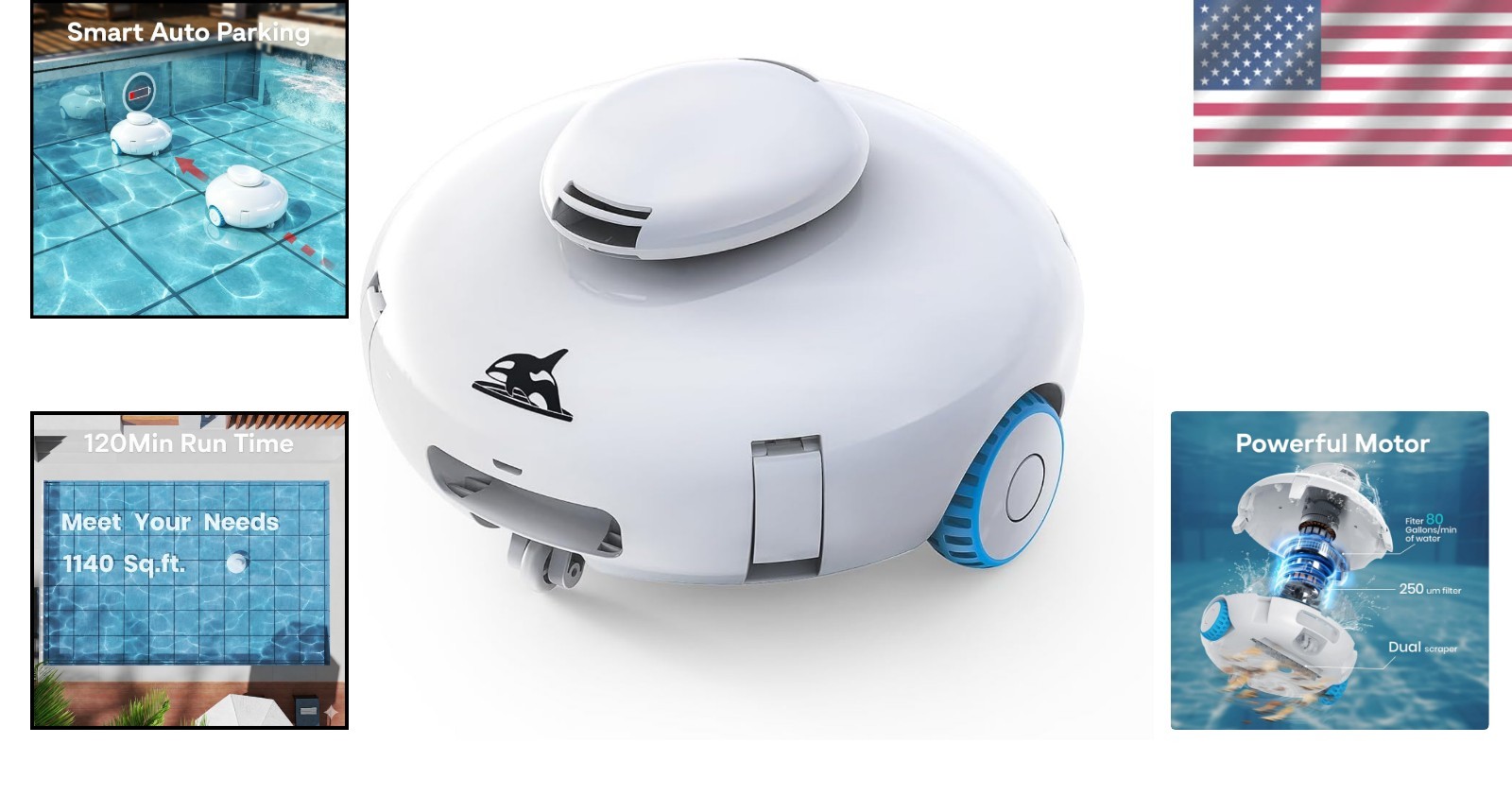 Battery-Powered K2 Pool Cleaner with One-Button Start – Ideal for All Pool Types