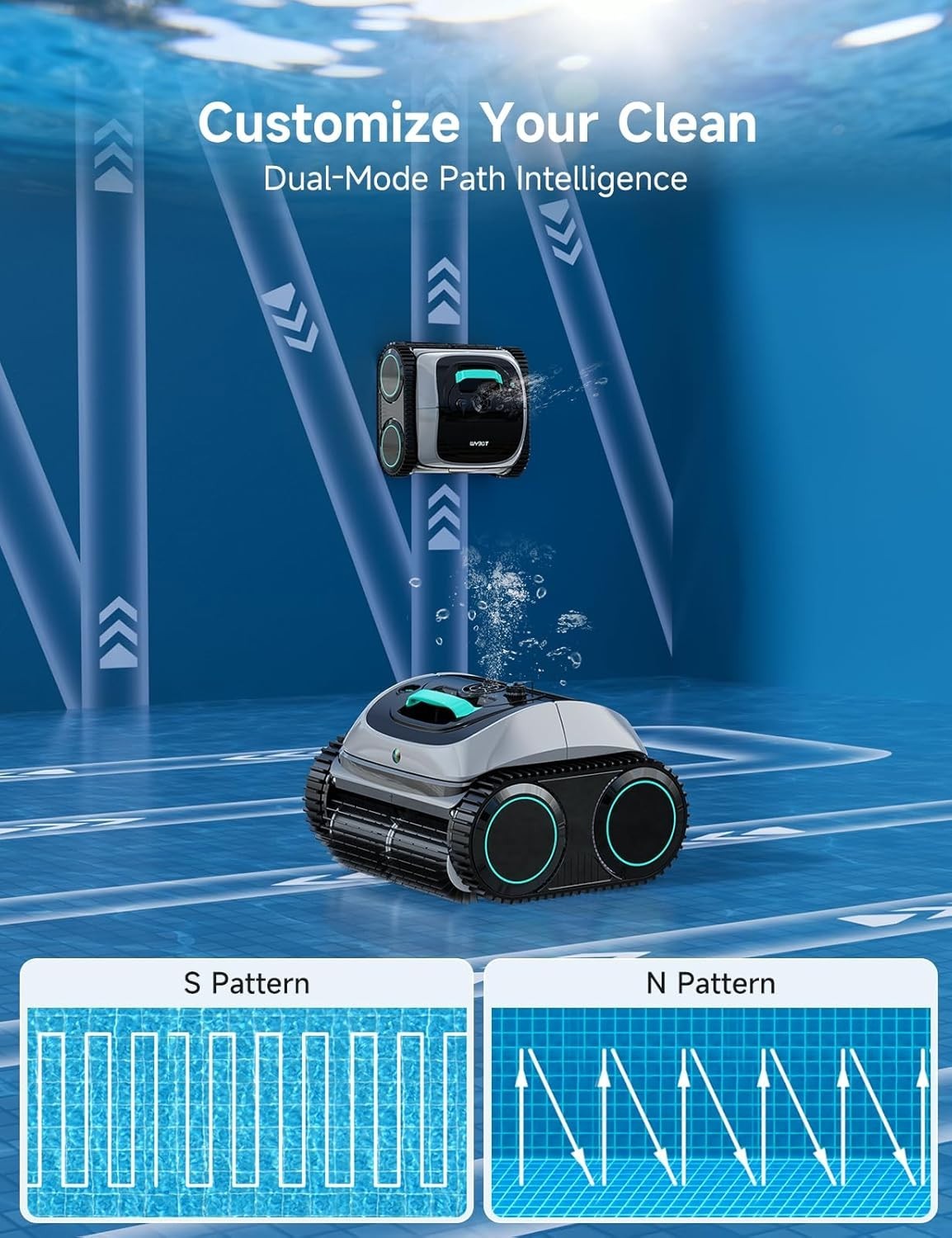 WYBOT C1 Plus Robotic Pool Cleaner Cordless App Control 4-in-1 Vacuum 3308GPH