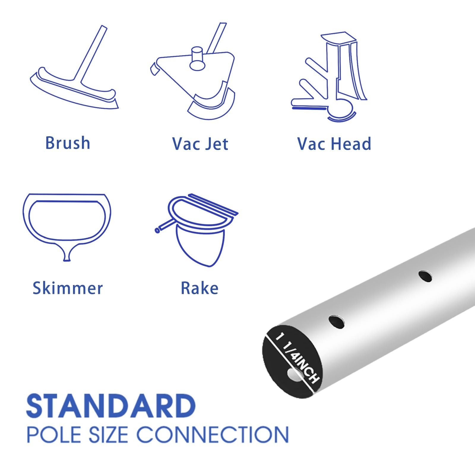 15FT Adjustable Telescopic Pool Pole – Aluminum Skimmer for Cleaning Nets & Brus