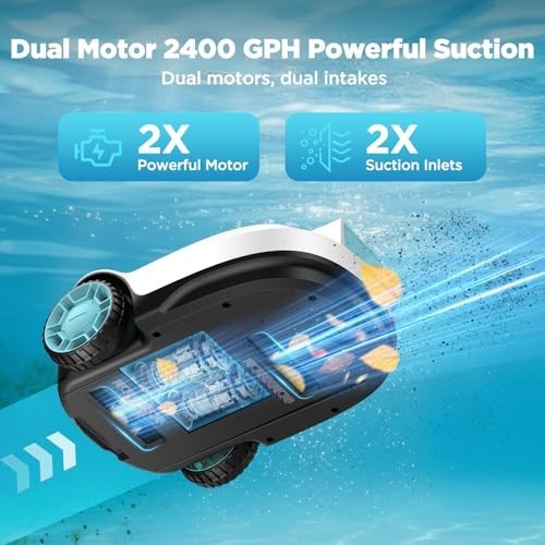 Robotic Pool Cleaner, Cordless Automatic Pool Vacuum for Above Ground & Inground