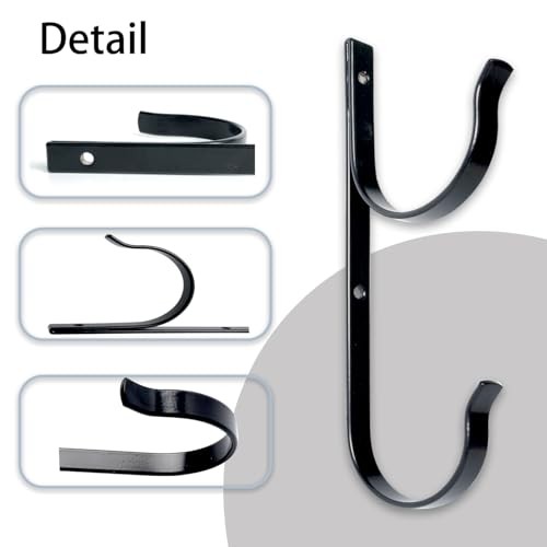 2 Pcs Set Pool Pole Hangers Heavy Duty Aluminium Holder with Screws Black