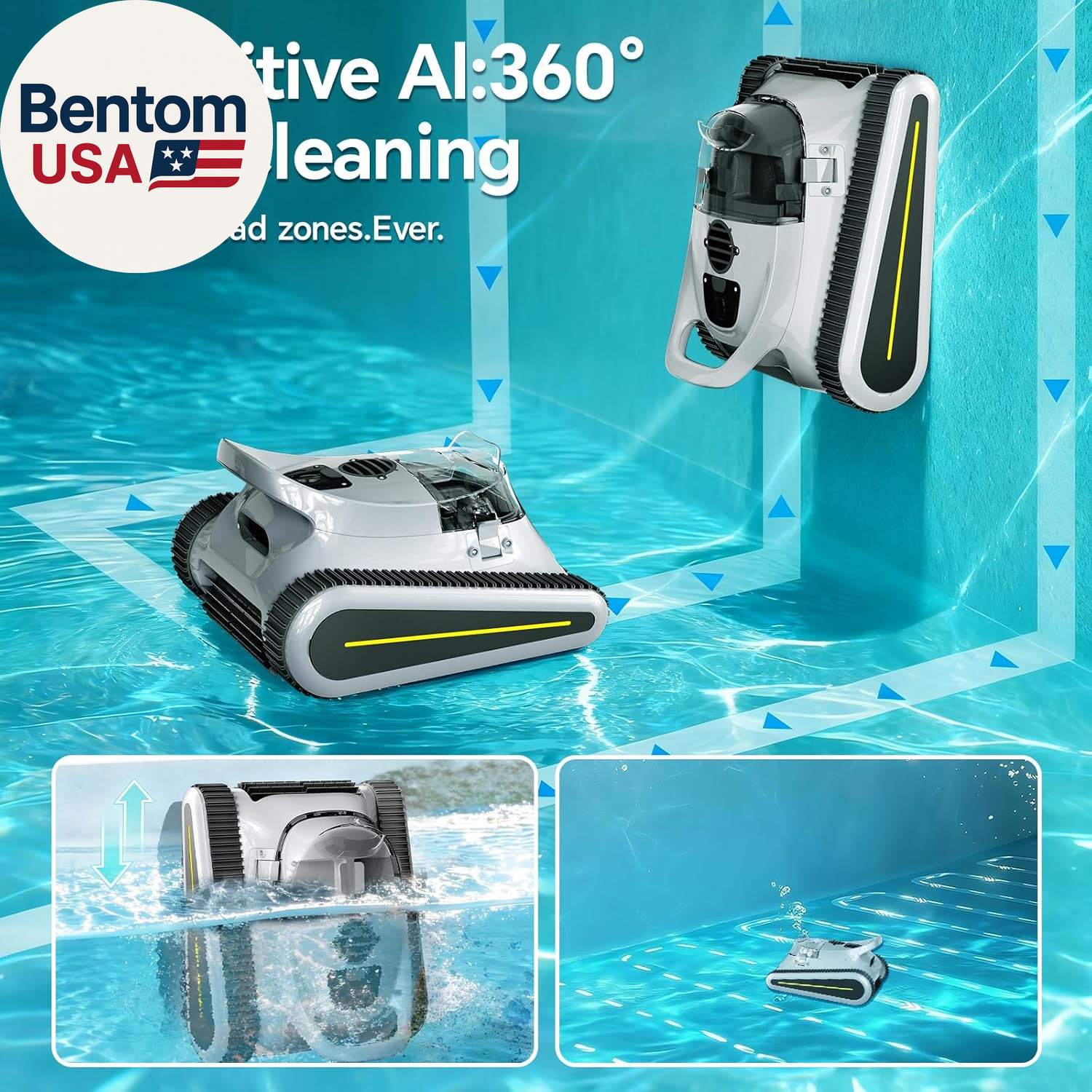 Pool Vacuum for Inground Pools & above Ground Pool, Cordless Robotic Pool Cleane