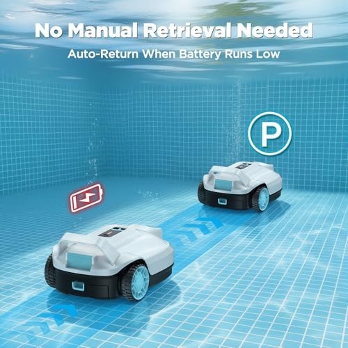 Robotic Pool Cleaner, Cordless Automatic Pool Vacuum for Above Ground & Inground