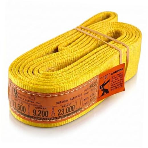 DD Sling 4 Inch x 10 Foot Nylon Lifting Sling – USA Made, 11,500 lb Vertical,