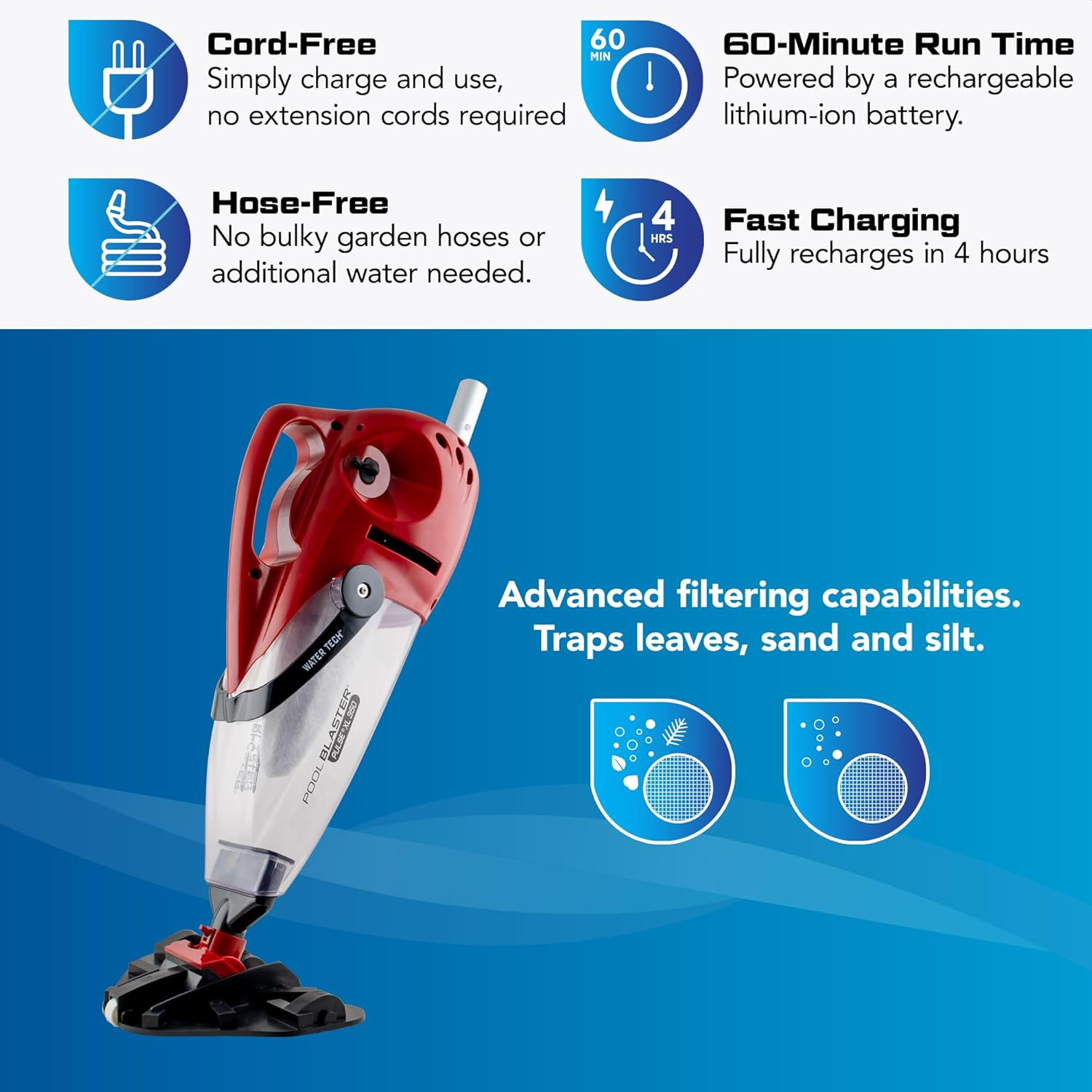 Pulse XL 350 Inground & above Ground Pool Vacuum – American-Engineered Cordless