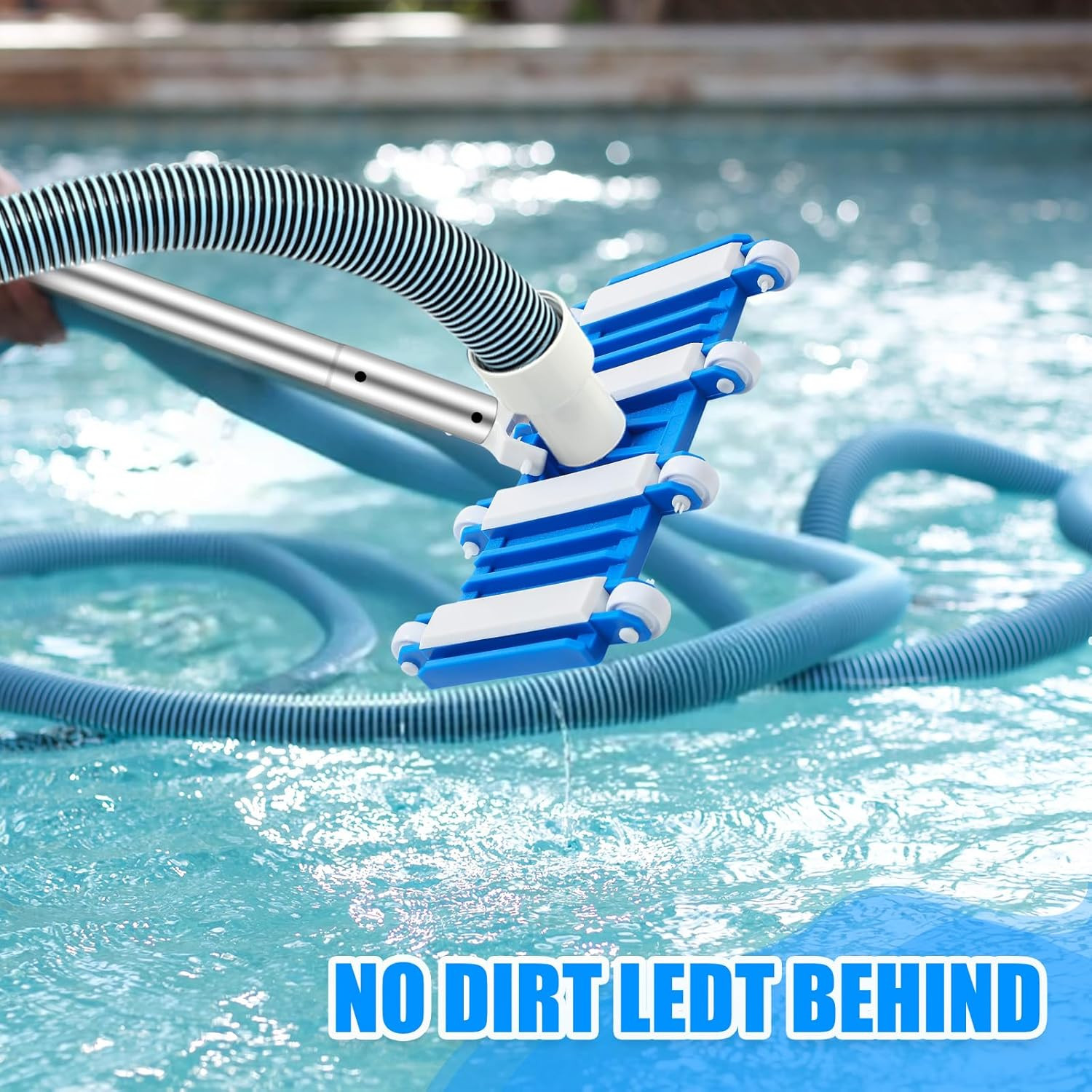 3 Pcs Pool Vacuum Kit Manual Vacuum Head with 1-1/2&Prime; X 18Ft Long Hoses and Skimm