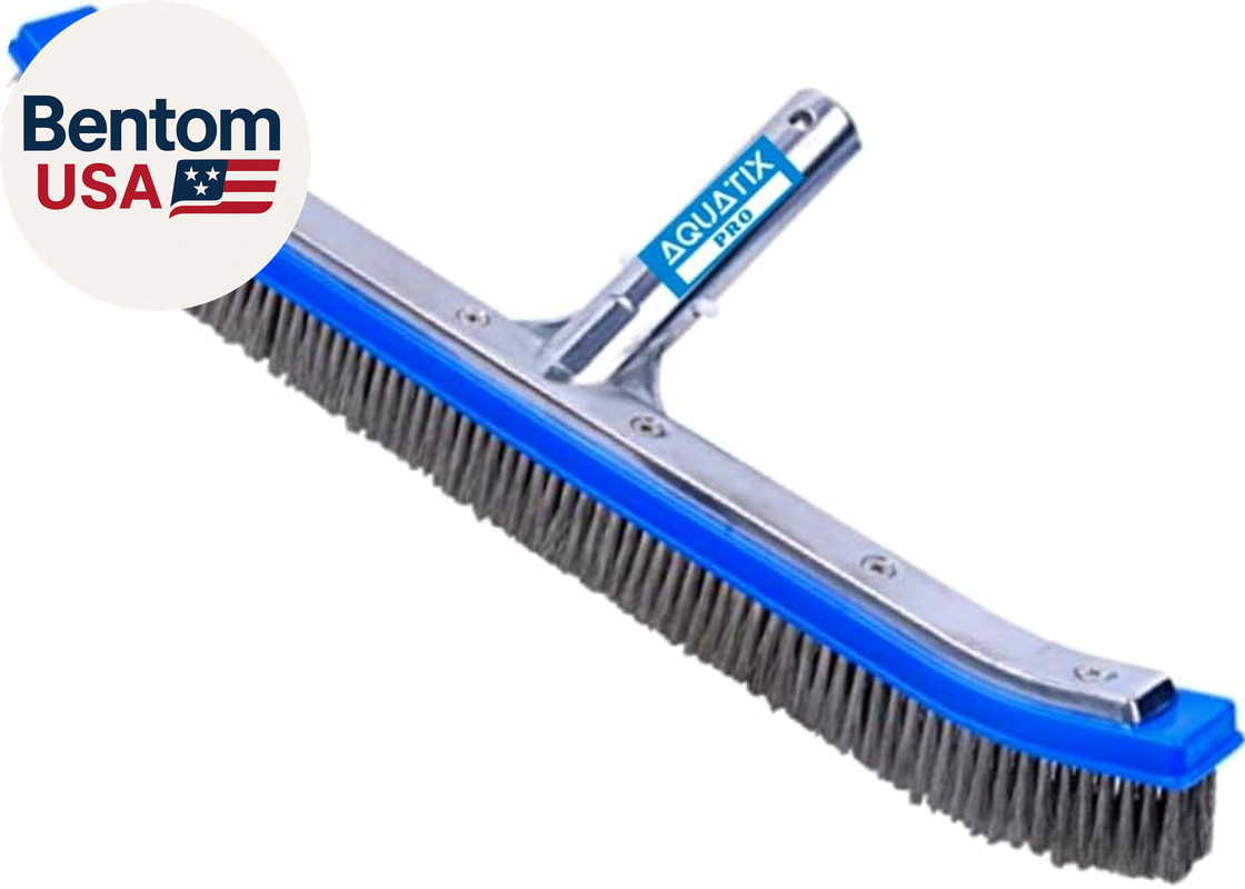 Pool Brush Head, 18&Prime; Heavy Duty for Cleaning Walls & Floors, Stainless Steel Bri