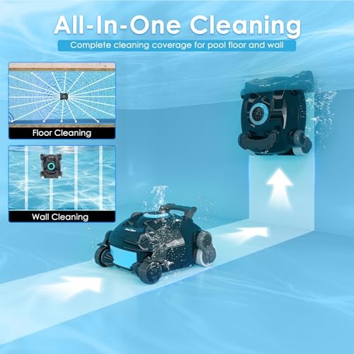Cordless Robotic Pool Cleaner Wall Climbing Large Capacity