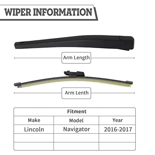 Rear Wiper Arm & Blade Kit,Exact-Fit Replacement for Ford Expedition 16-17