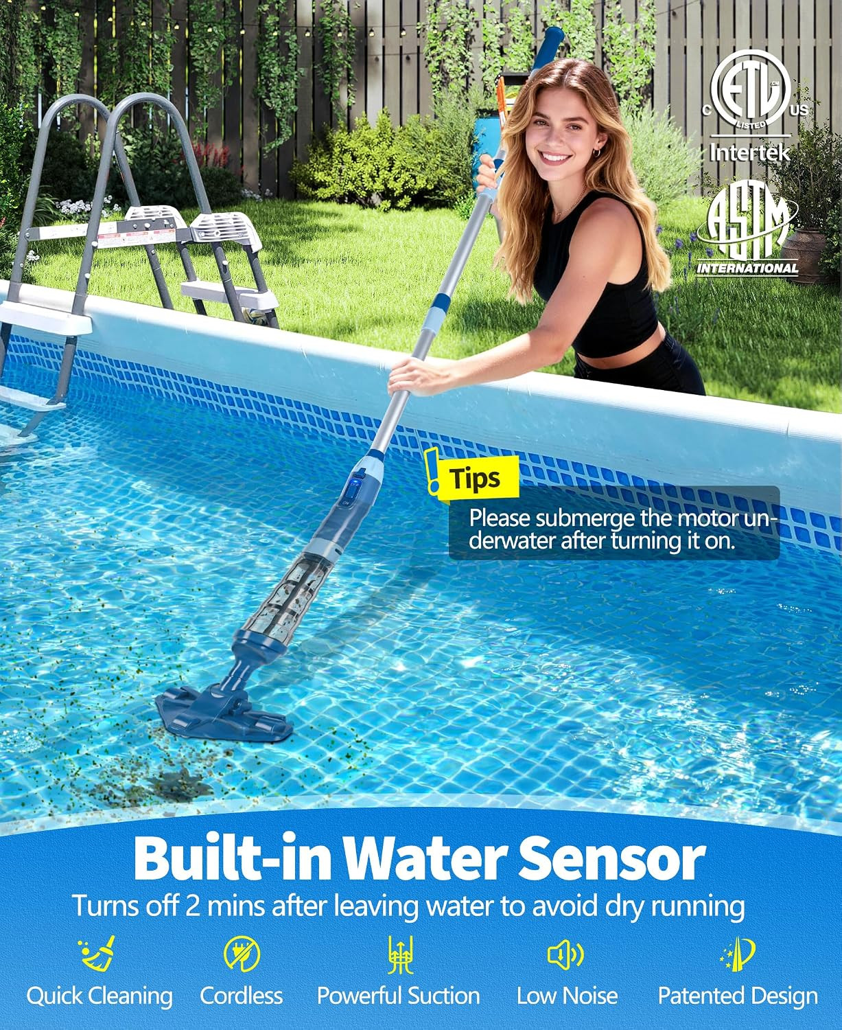 LanOcean 2026 Upgraded Powerful Hot Tub Vacuum Cordless, 15.8 Gals/Min Spa Vacuu