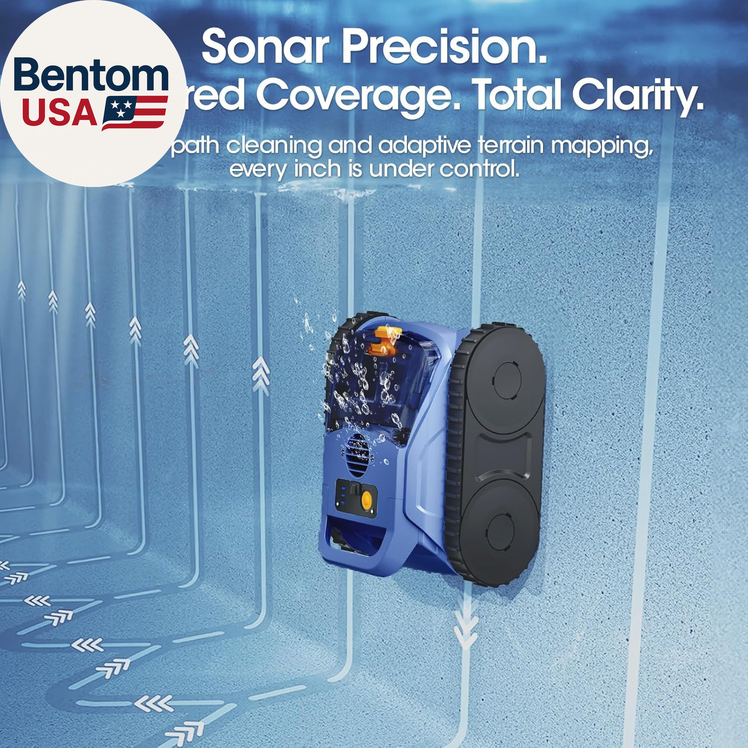 Cordless Robotic Pool Vacuum with Smarter Navigation & Track Drive, Dual 180W Br