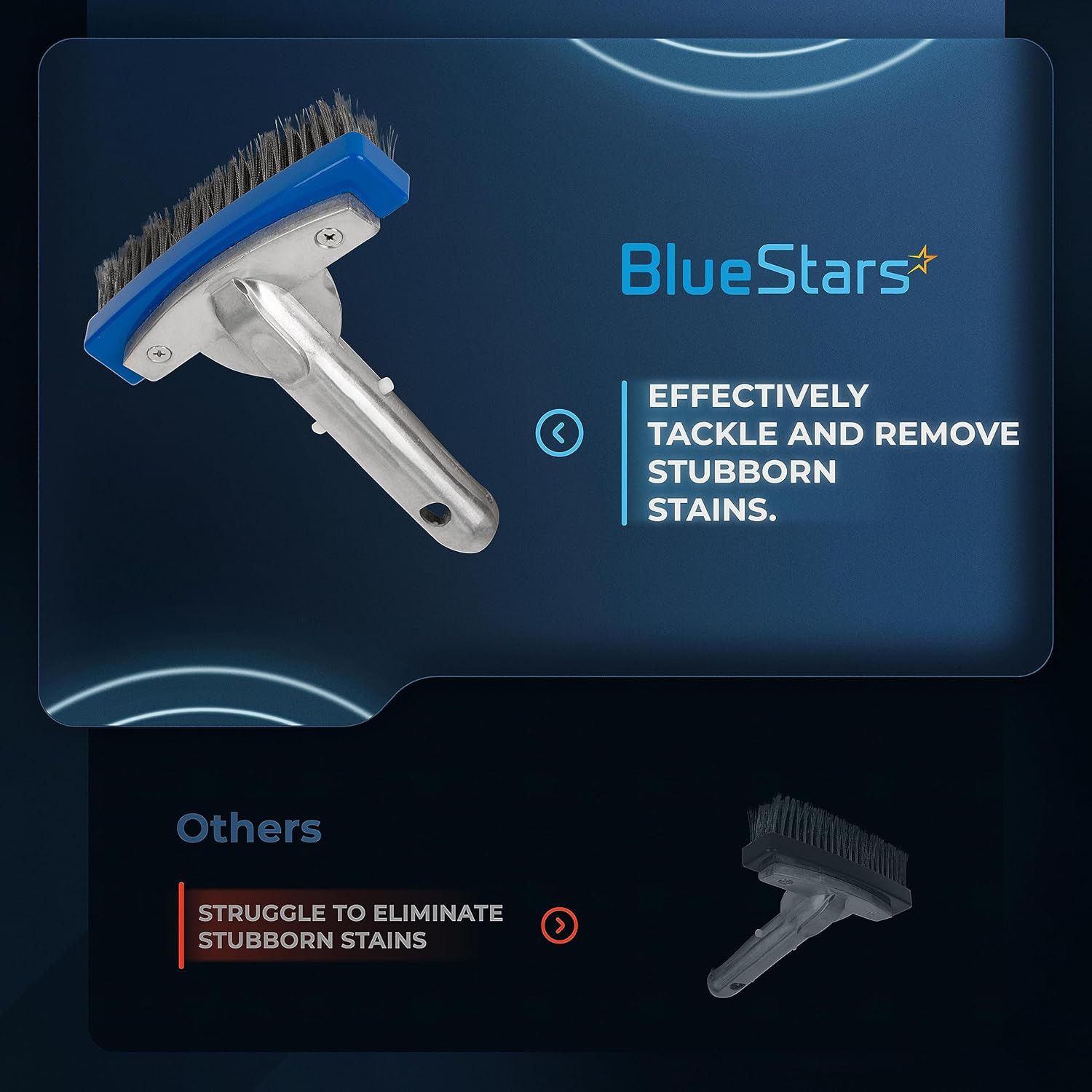 Heavy Duty 5In Swimming Pool Brush with Stainless Steel Bristle Wire