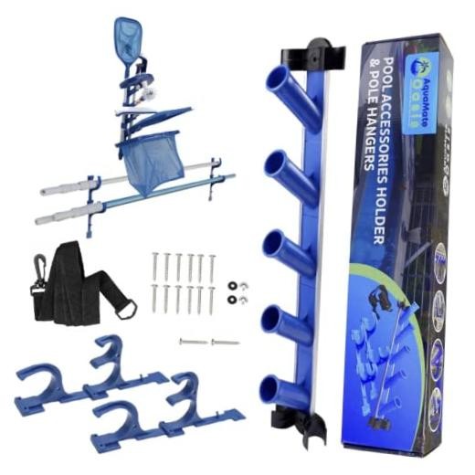 Swimming Pool Accessories Holder, Fence Hooks for Pool Equipment Dark Blue