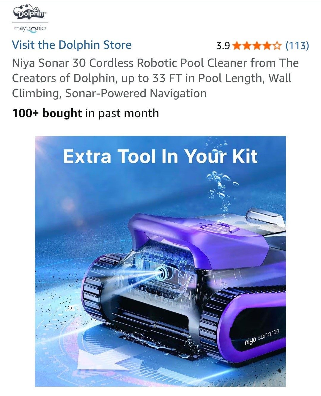 Niya Sonar 30 Cordless Robotic Pool Cleaner