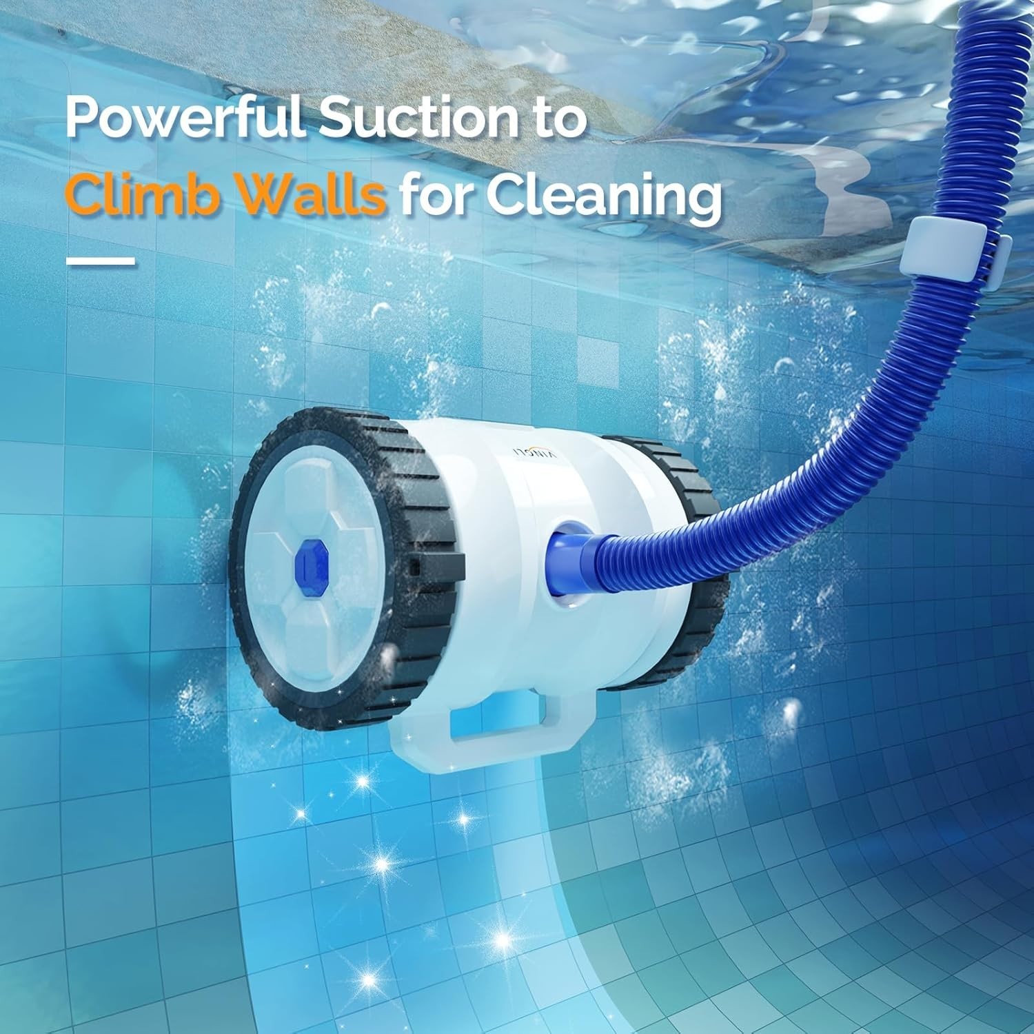 2025 Pool Vacuum Cleaner Suction Side Wall Climbing Automatic Sweeper 40ft Hose