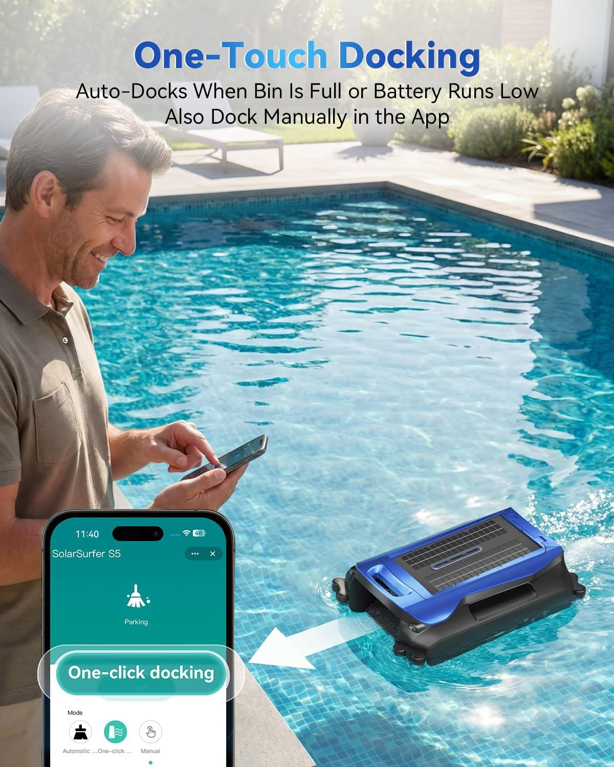 Smart Solar Pool Skimmer Robot with APP Control for Inground & Above Ground Pool