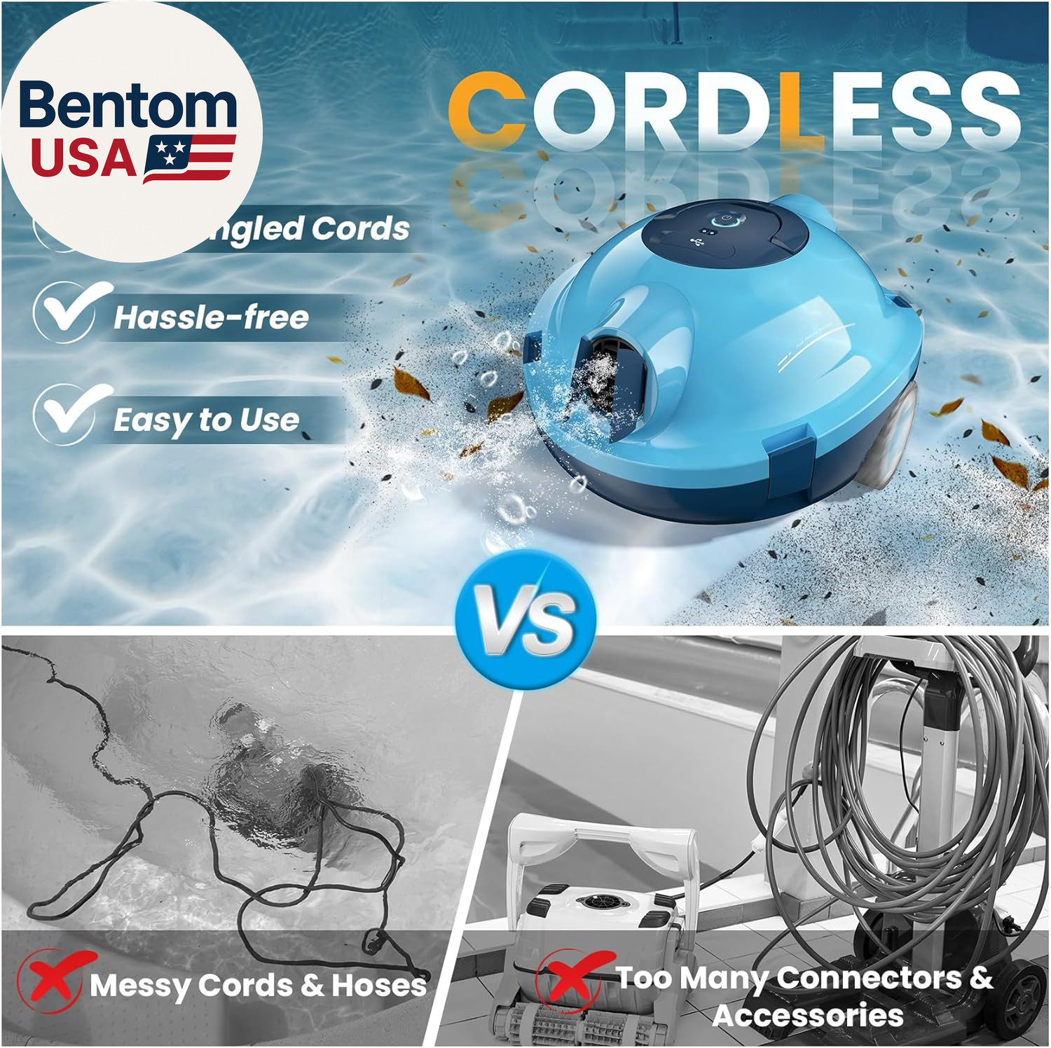Y10 Cordless Robotic Pool Cleaner, Automatic Pool Vacuum -120 Mins Runtime, Powe
