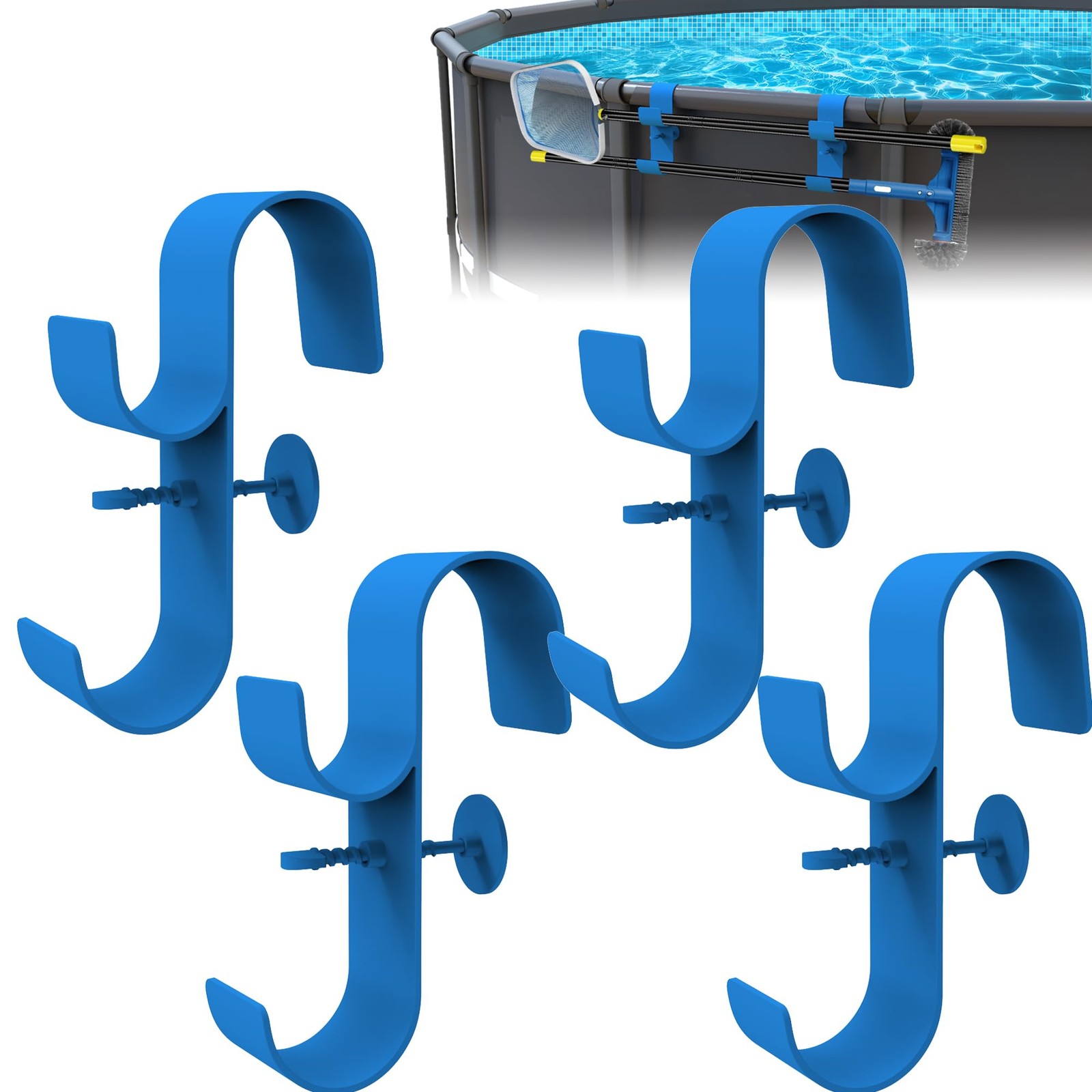 Poolside Pool Leaf Skimmer Net Holder, Above Ground Pool Pole Hanger, Above G…