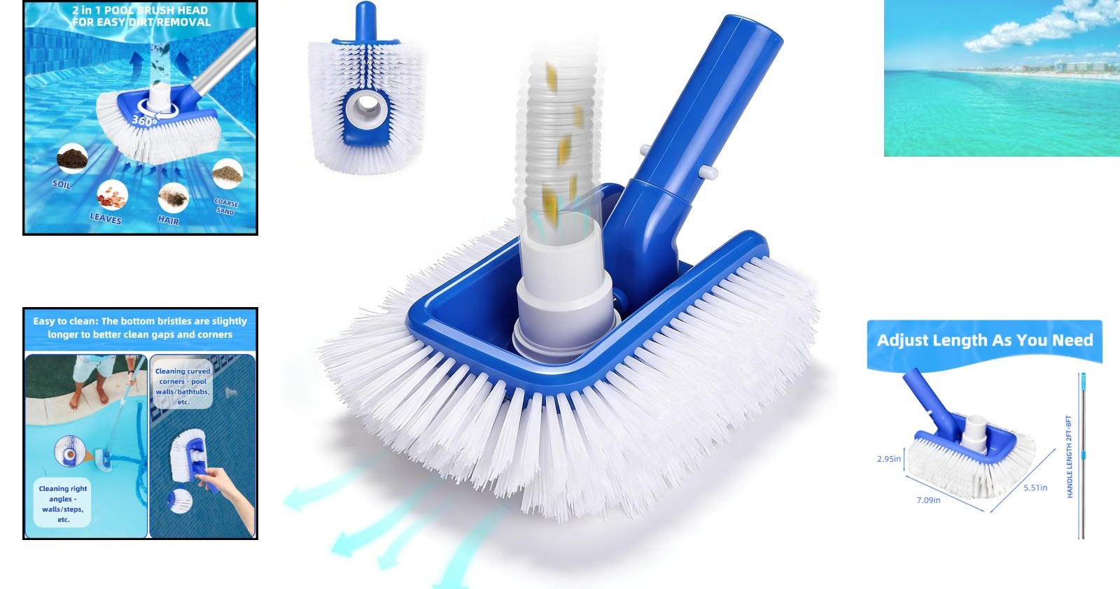 Transform Your Pool Care: Dual Function Brush with Adaptive Surface Capabilities