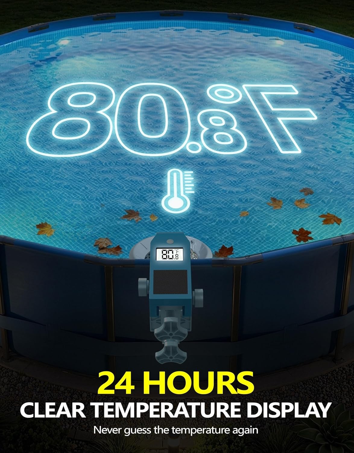 Above Ground Pool Skimmer with Solar Thermometer | Auto Skimming Debris Removal