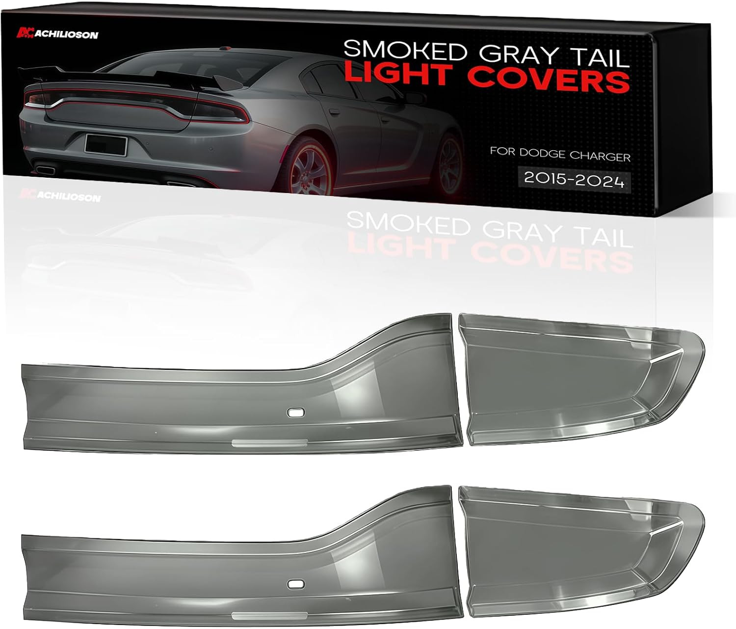 For Dodge Charger Smoked Gray Tail Light Covers 2015-2024 | Premium ABS Rear Lig