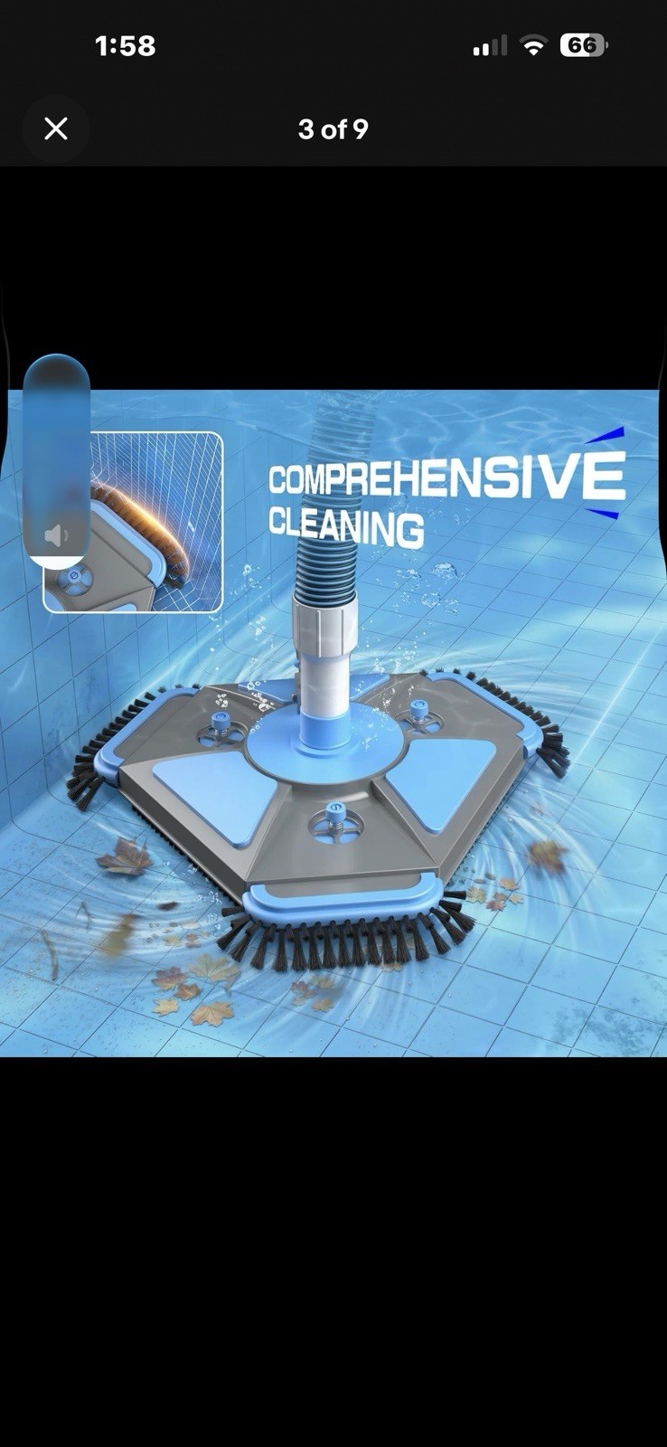 Upgrade Pool Vacuum Head with Side Brush & 360° Swivel Cuff, Heavy Duty Manual K