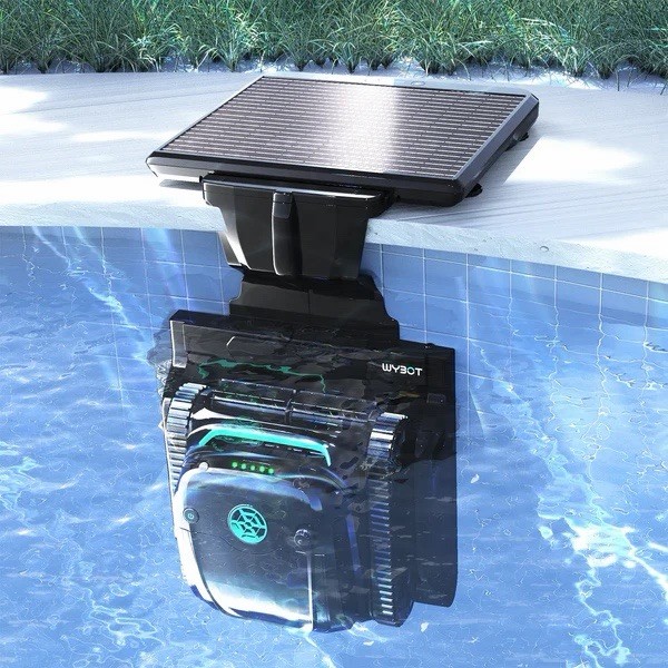 WYBOT S2 Solar Cordless Robotic Pool Cleaner w/ Solar Charging Dock – New