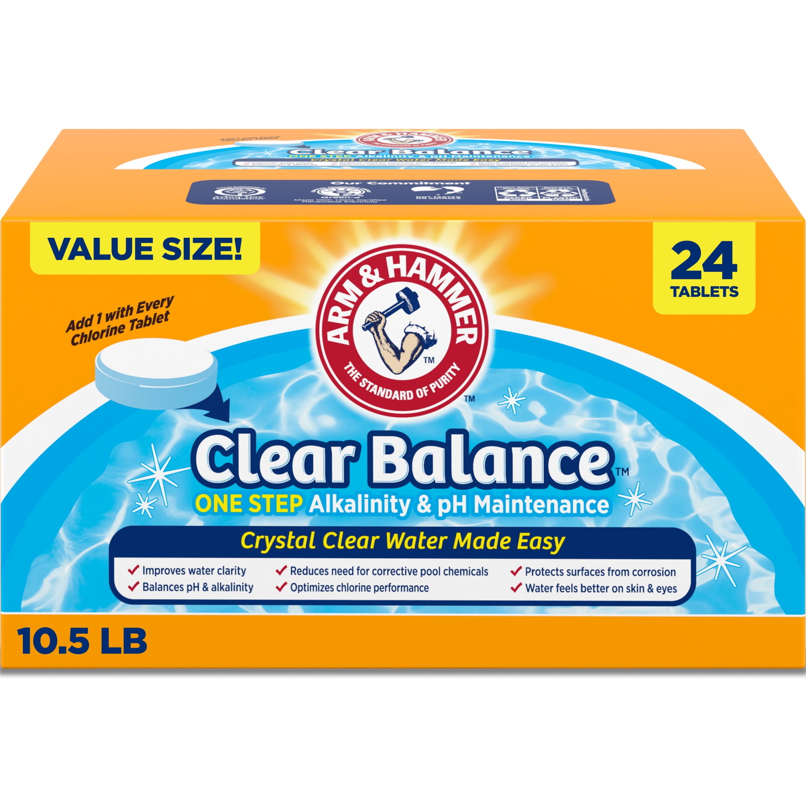 Clear Balance Swimming Pool Maintenance Tablets, 1 Pack, 24 Count