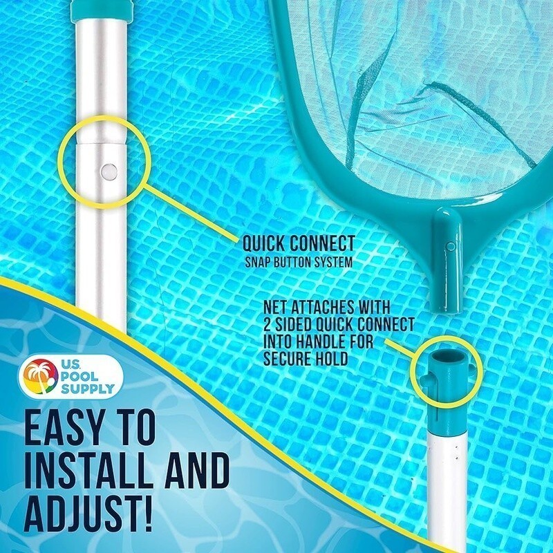 5ft Pool Leaf Skimmer Net W/ Aluminum Pole Ultra Fine Mesh Fast Debris Cleanup