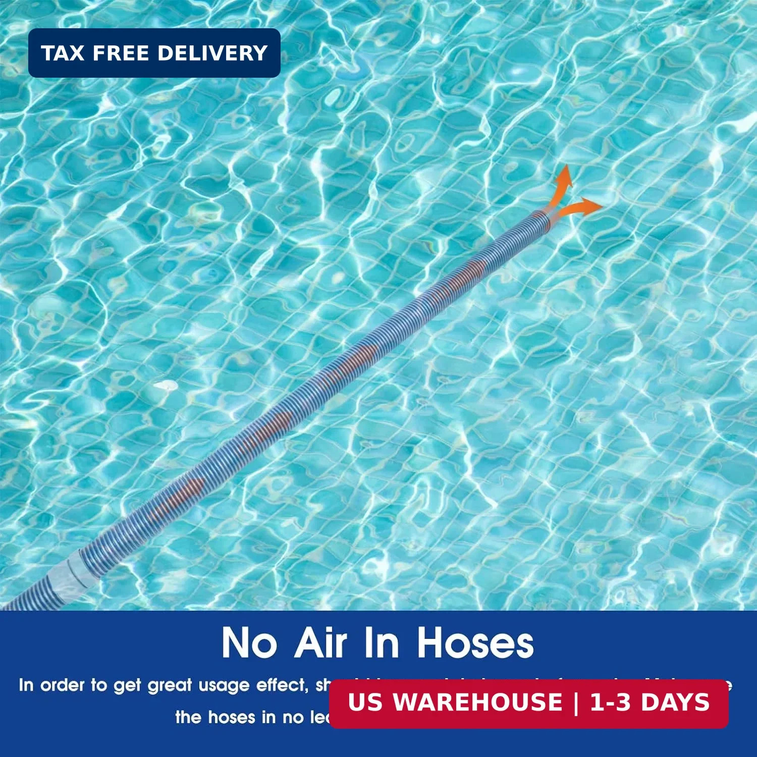 POOLWHALE Professional Swimming Pool Vacuum Cleaner Hose -1.5&Prime; 8 Piece Hoses, Pe