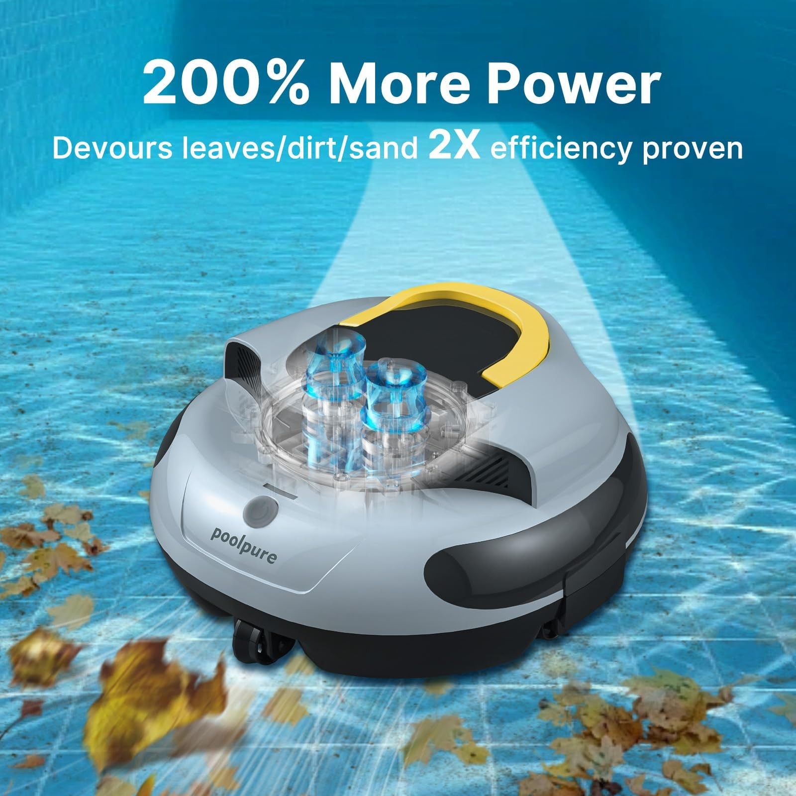 Cordless Robotic Pool Cleaner with Dual 30W Motors, 5000mAh Battery, 120 Minutes