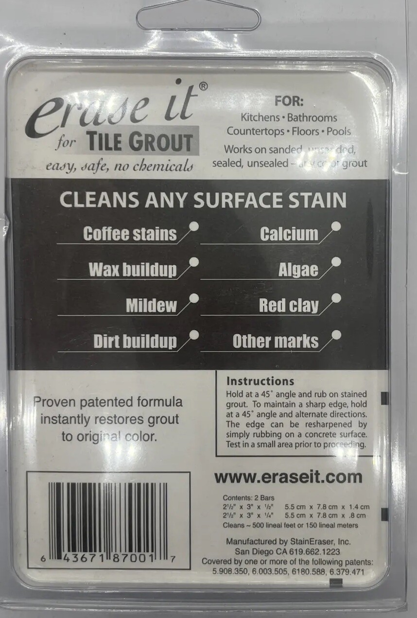 Stain Eraser 87001 Tile & Grout Erase it In-Ground Pools Spas Showers Floor NOS